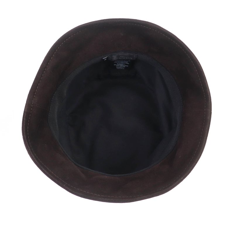 CHANEL 23AW Goatskin Bucket Hat With Coco Mark Hardware Hat Brown M With Box