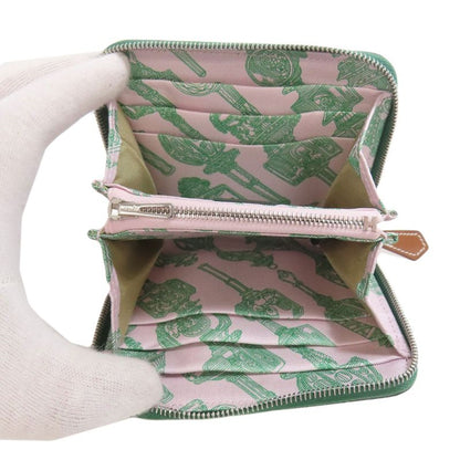 Hermes Azap Silk Inn Compact Silver Hardware Coin Case Epson Women