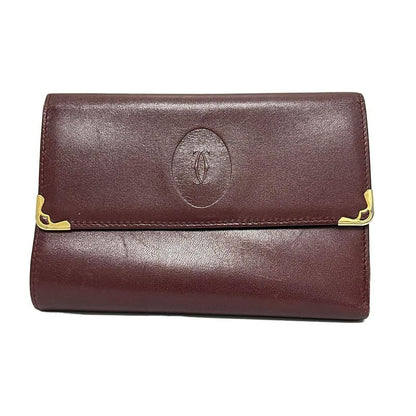 Cartier Trifold Wallet With Clasp In Bordeaux Leather