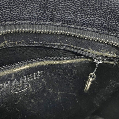 Chanel Tote Bag Revival Tote Caviar Skin Black Silver Hardware Women's