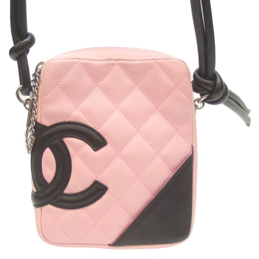 Chanel A25177 No 8 Pink Black Cambon Small Pochette Shoulder Bag Black Quilted