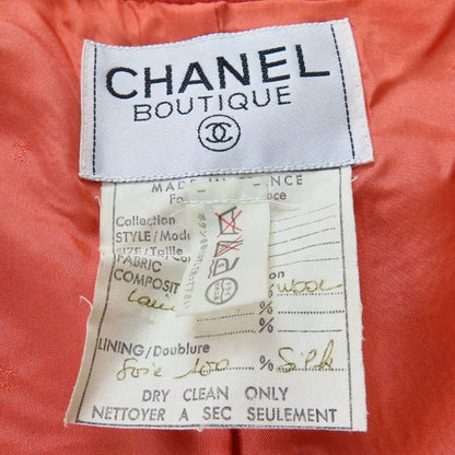 Chanel Collarless Jacket C-tk-5914 Coco Mark 36 Wool Silk Pink Double Apparel