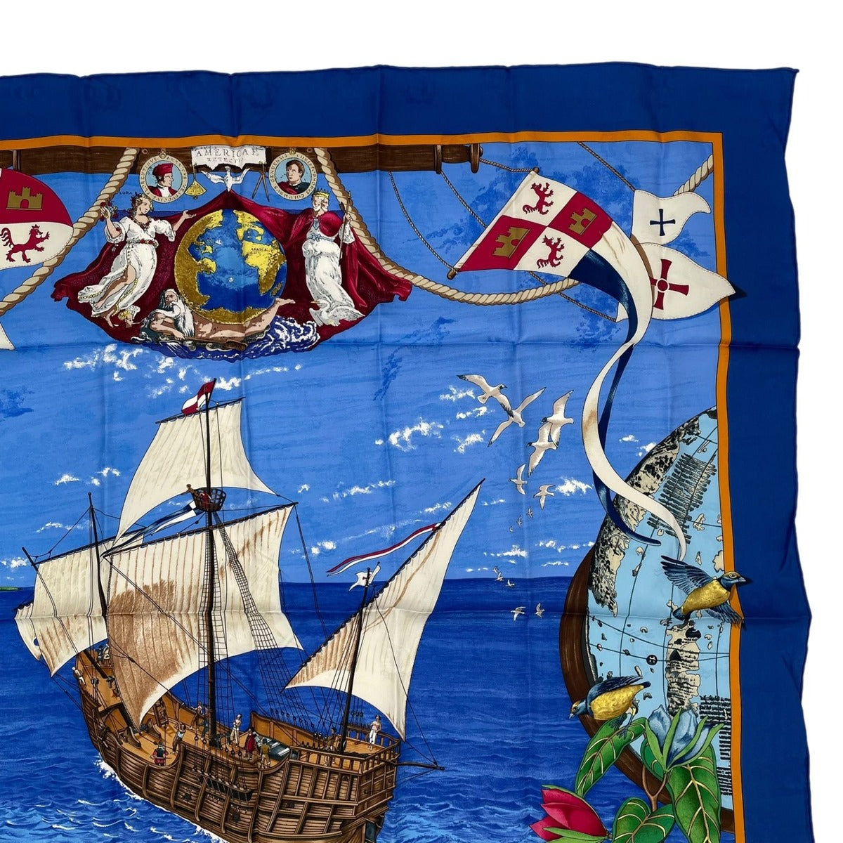 Hermes Scarf Silk Carre 90 Christophe Colomb Decouvre L'amerique 12 Octobre — view 3
