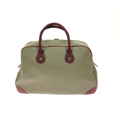 Celine Vintage Macadam Leather Boston Bag 2-Way 14 Beige Red — view 3