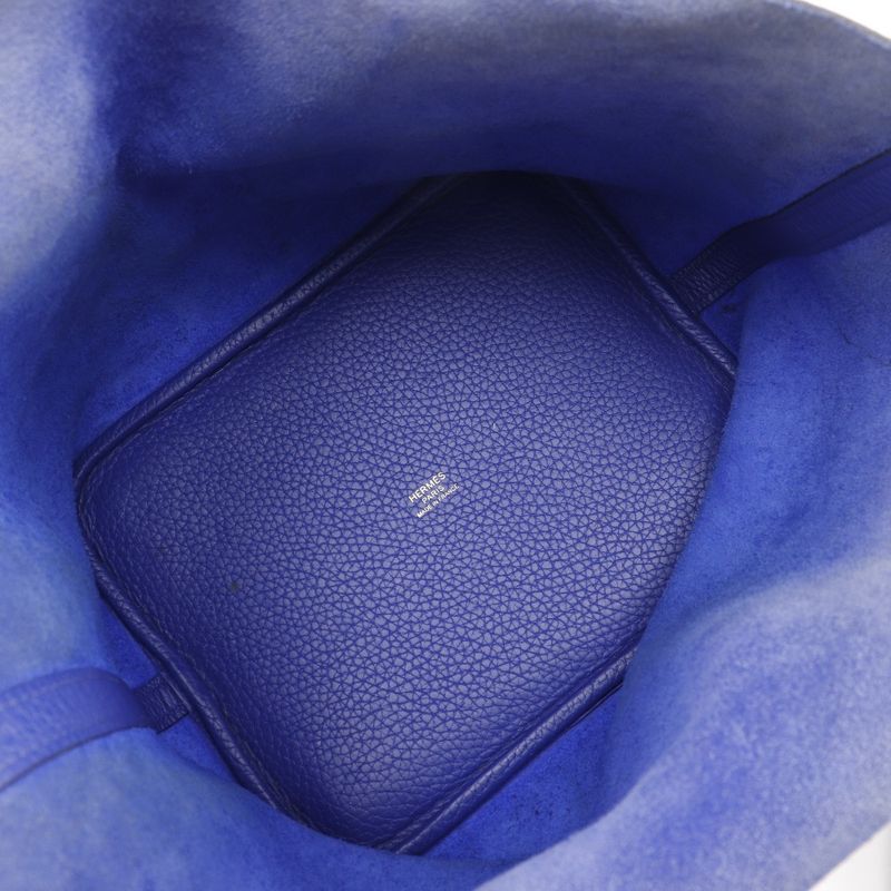 Hermes Picotin Lock 22mm (0.87in) Taurillon Clemence Blue Electric Blue/gold