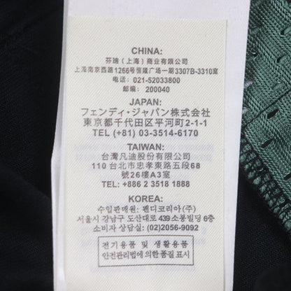  Fendi 2020 Faf630 Striped Logo Embroidery Mesh Short Sleeve Polo Shirt Green