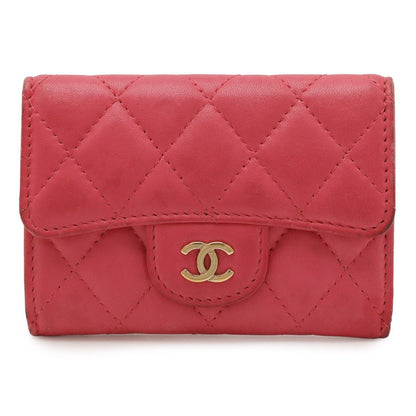 Chanel Quilted CC Logo Business Card Holder Case Lambskin Leather Pink