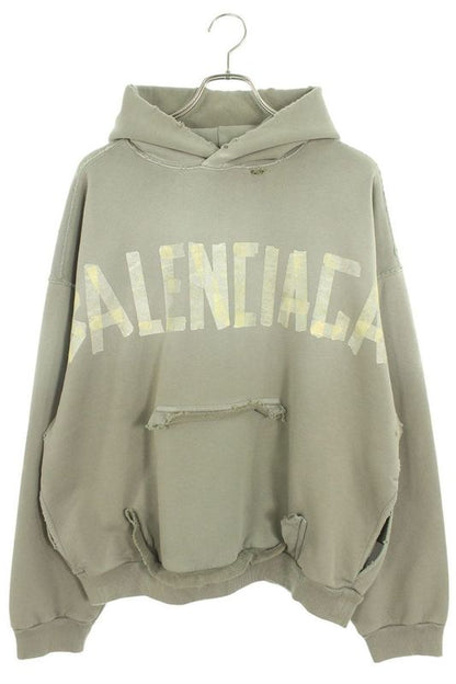 Balenciaga 25SS 744441 Tqva9 Tapelogo Damaged Hoodie Men's S