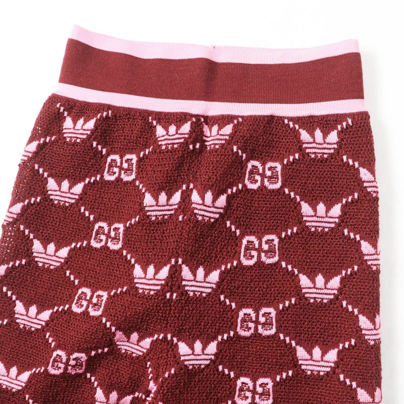 Gucci×adidas Gucci×adidas 693830 Trefoil Jacquard Jogger Pants Brown Pink XS