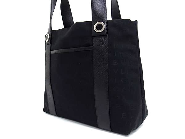 Bvlgari Logomania Canvas With Pouch Handbag Tote Women Men Black Fr4961