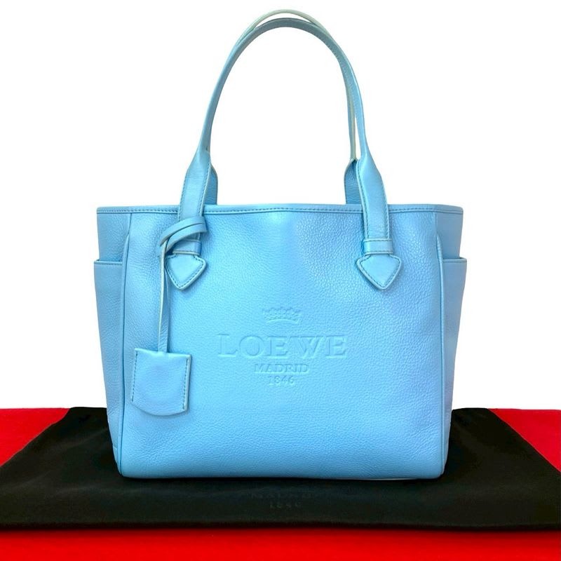 Loewe Heritage Logo Shape Pressed Leather Tote Bag Handbag