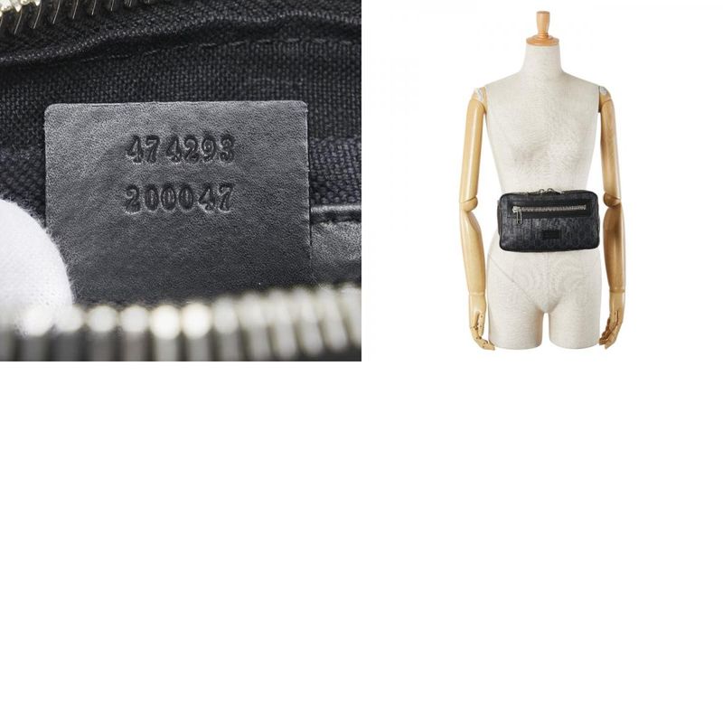 Gucci GG Supreme Sherry Line Body Bag Belt Bag Waist Bag 474293 Black Multicolor