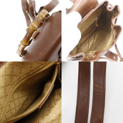 Gucci Bamboo Handle Old Gucci Backpack Leather Brown Women's Backpack And
