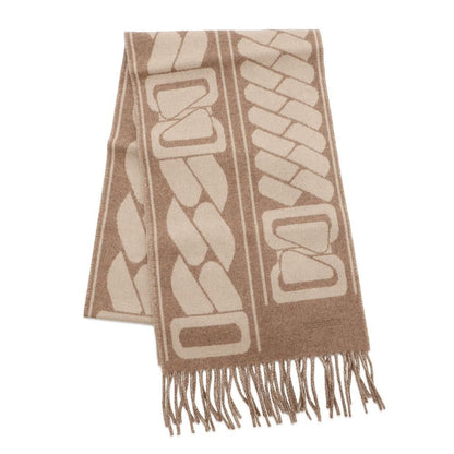 Hermes Scarf Click Se Nue Maron Glace Cles Cashmere Bicolor Shawl Brown Marron-glace