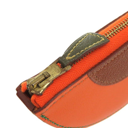 Hermes Fruit Orange Leather Orange Brown □F Engraved Coin Case Coin Purse