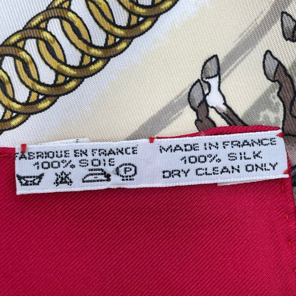Hermes Scarf Silk Carre 90 LA Promenade DE Longchamps Walk To Ron Chien Red