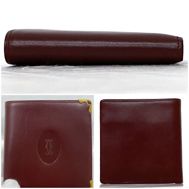 Cartier Bifold Wallet Bordeaux Must Excellent Condition Preowned Leather