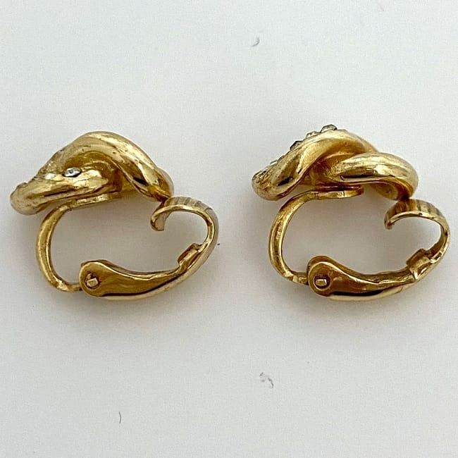 Christian Dior Earrings Gold With Clear Stones