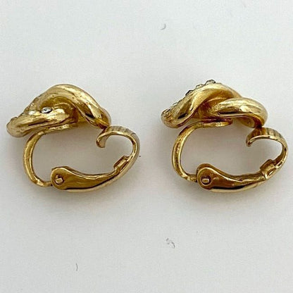 Christian Dior Earrings Gold With Clear Stones