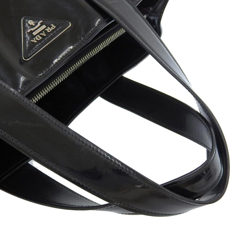 Prada Current Mirano Tag Bn2493 Enamel Triangle Logo Tote Bag Black