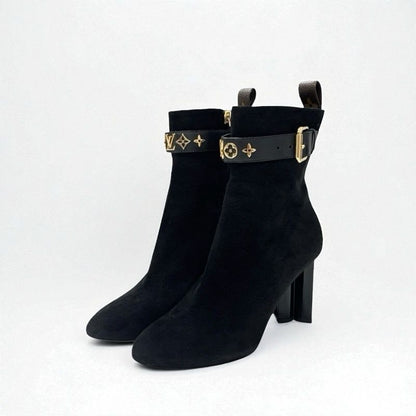 Louis Vuitton Silhouette Line Monogram Boots Short Shoes Suede Black