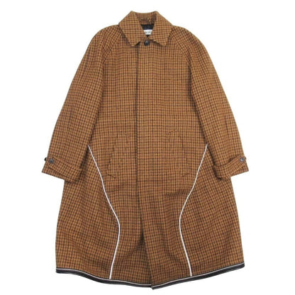 Balenciaga Houndstooth Pattern Balmacan Coat Back Quilted Stainless Steel