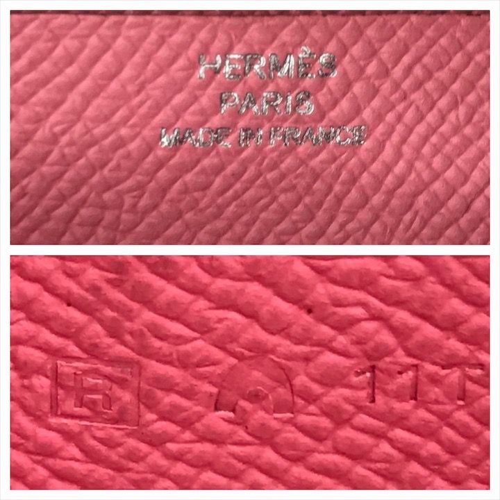 Hermes Bearn Souffle Bifold Depth Wallet Silver Shikaku Pink