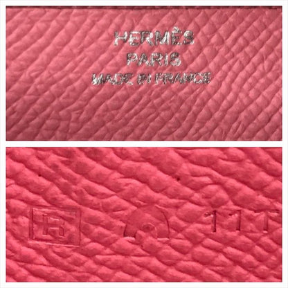 Hermes Bearn Souffle Bifold Depth Wallet Silver Shikaku Pink