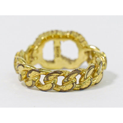 Dior CD Logo Rhinestone Ring S Gold Plated — view 4