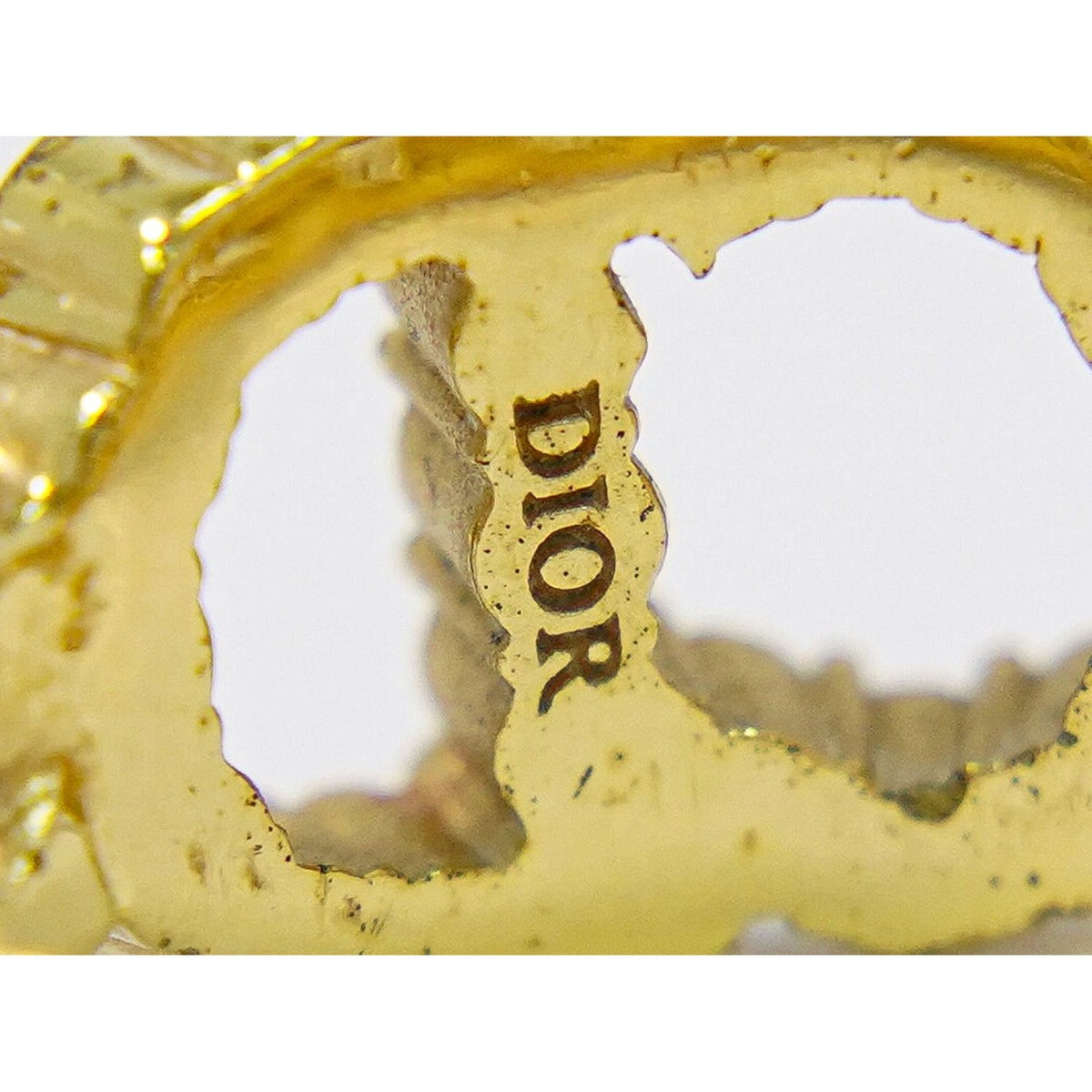 Dior CD Logo Rhinestone Ring S Gold Plated — view 9
