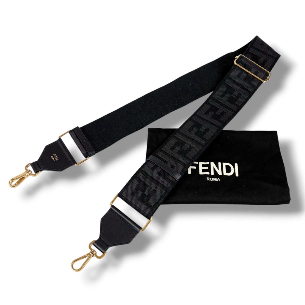 Fendi Shoulder Strap You FF Zucca FF Jacquard Webbing Black — view 10