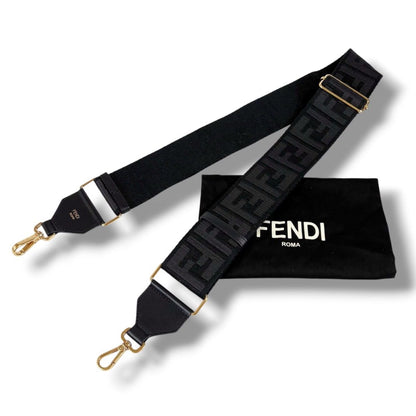 Fendi Shoulder Strap You FF Zucca FF Jacquard Webbing Black — view 10