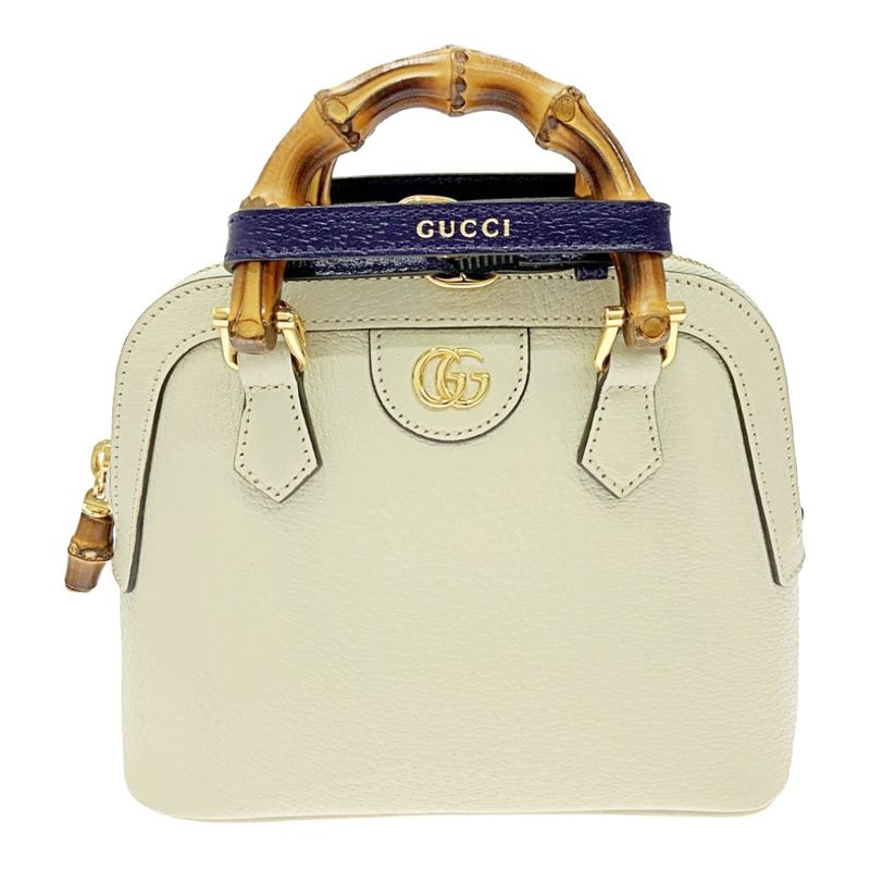 Gucci 715775/520981 Leather Diana Mini Bamboo 2way Handbag Ladies White 362693