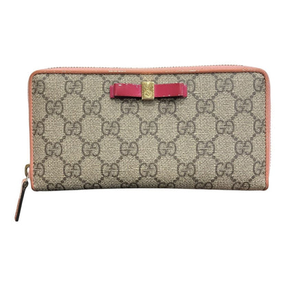 Gucci GG Supreme Wallet Canvas Beige Pink