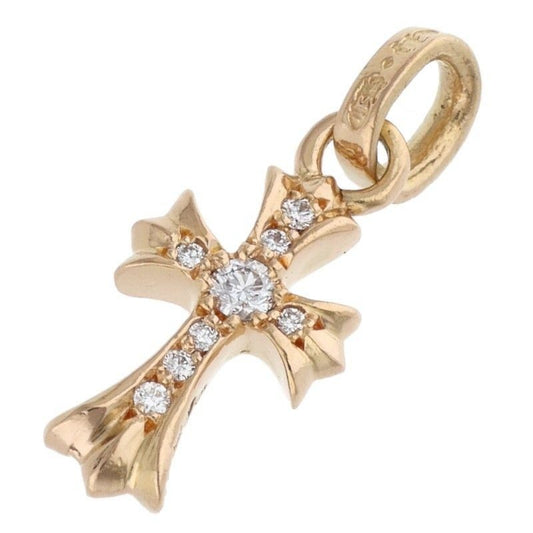 Chrome Hearts 22k Crs Baby Fat P Dmnd Baby Fat Pave Diamond Charm Gold Necklace