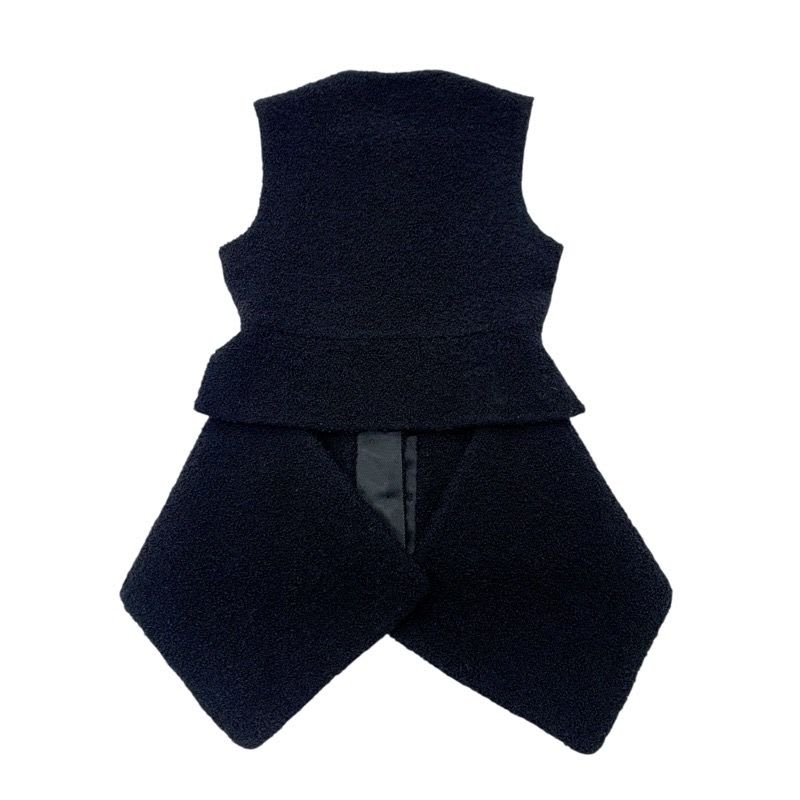 Louis Vuitton Outerwear Black Vest Gilet Wool Peplum 22 AW