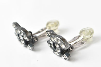 Chanel Earrings Accessories Rhinestone Gunmetal 2302-34