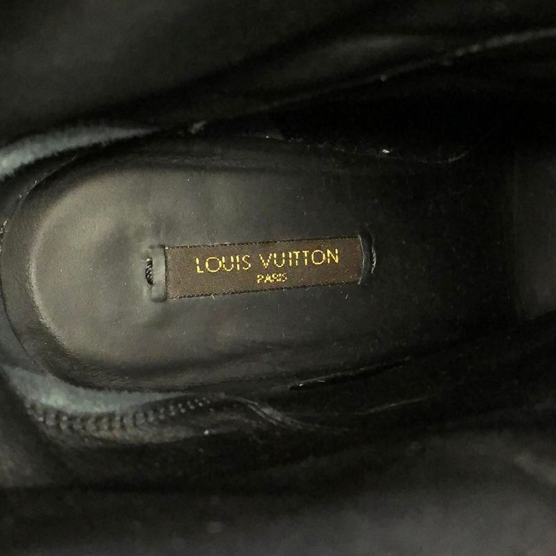 Louis Vuitton Wedge Sole Suede Leather Boots Black 37