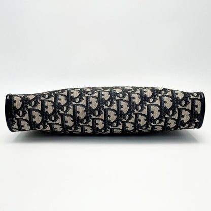 Christian Dior Trotter Navy X Gray Shoulder Bag Women's Gold Hardware