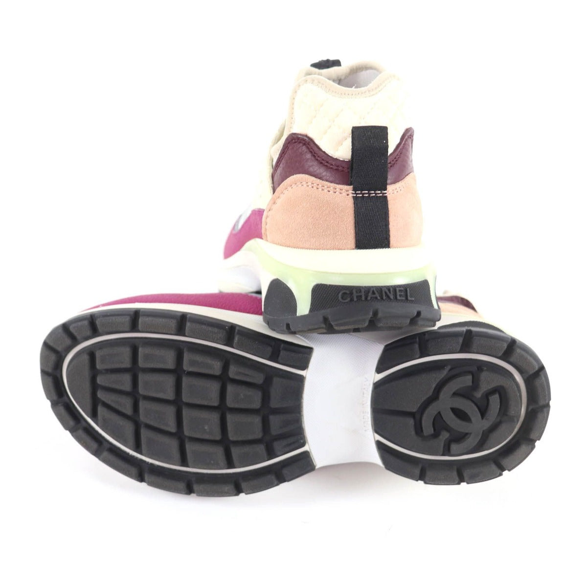 Chanel CC Logo Leather Lace Up Mesh Sneakers Multi 36 — view 6