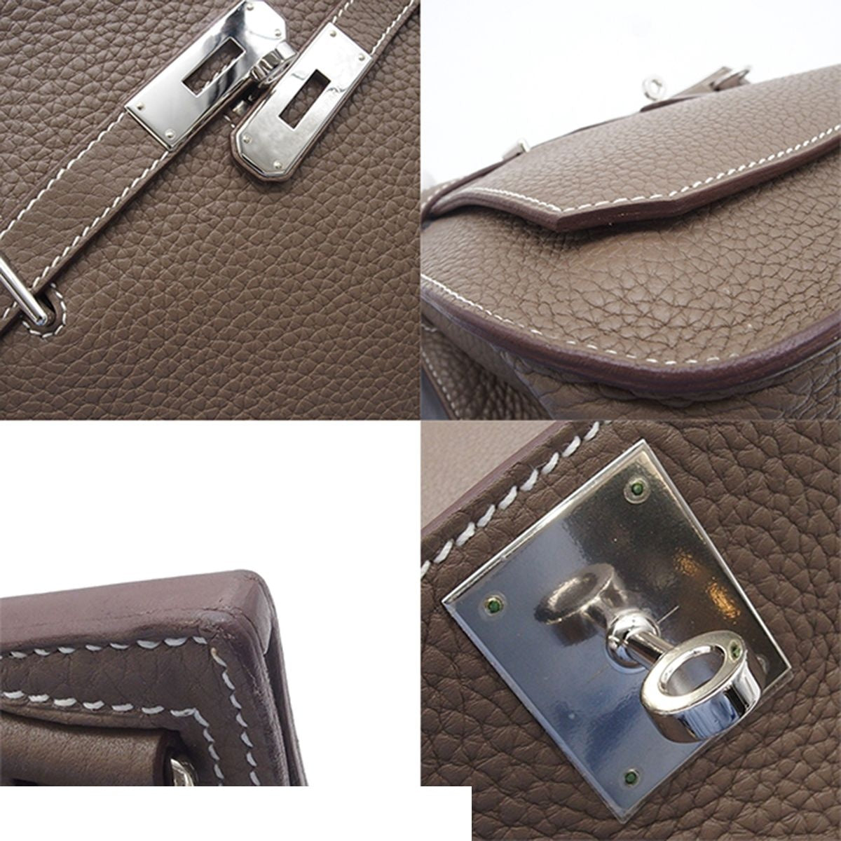 Hermes Jypsiere 28 Etoupe Silver Taurillon Clemence Shoulder Bag — view 8