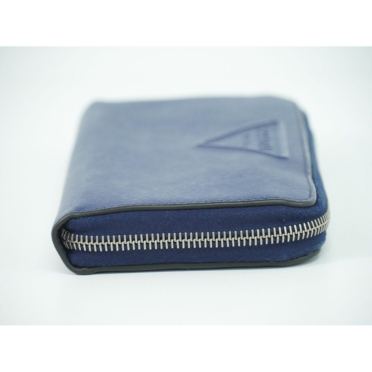 Prada Leather Zip Around Wallet Blue — view 4