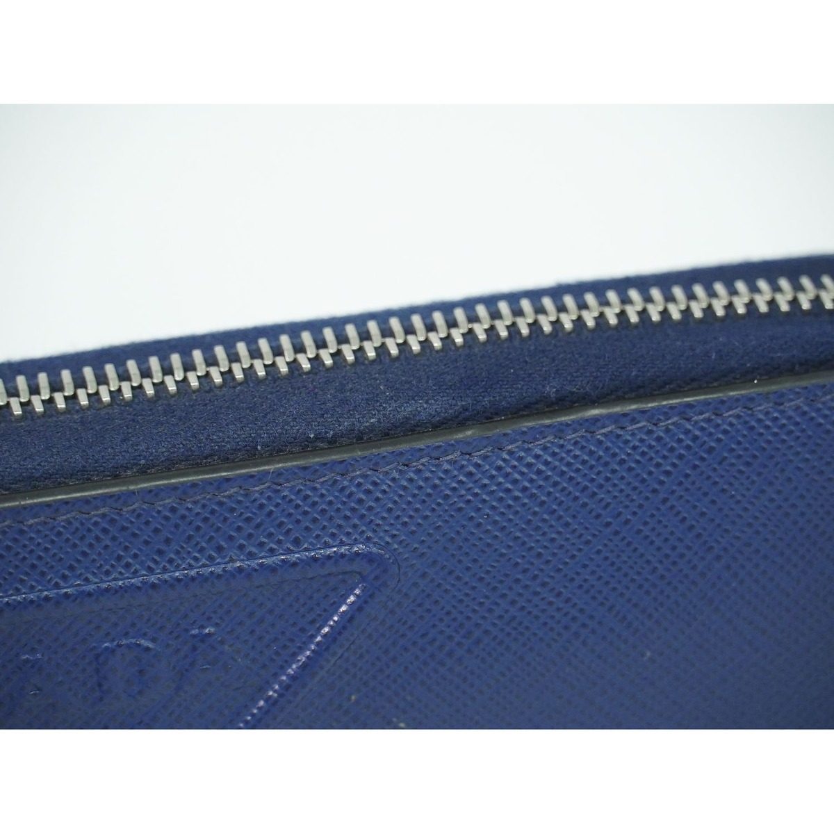 Prada Leather Zip Around Wallet Blue — view 7