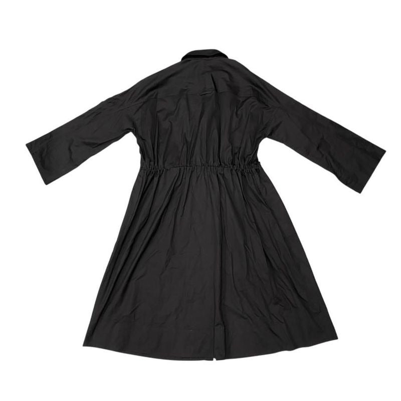 Hermes Shirt Dress Spring Coat 5 E0573 dv 40 Size Cotton Crew de Sel Noir Black