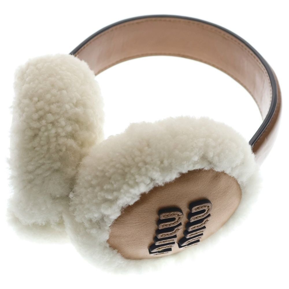 Miu Miu Logo Boa Ear Muffs Brown Leather Shoulder Bag