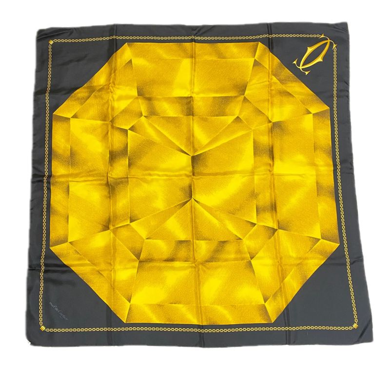 Cartier Scarf Bandana With Diamond Jewelry Pattern Silk Gold And Black