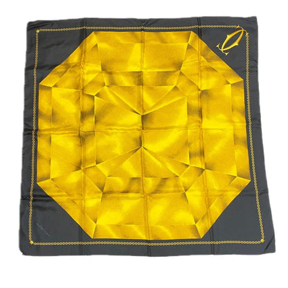 Cartier Scarf Bandana With Diamond Jewelry Pattern Silk Gold And Black