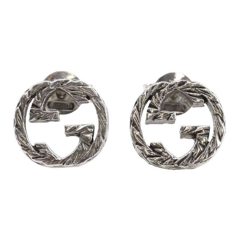 Gucci Interlocking G Metal Silver Unisex 2.9g Earrings