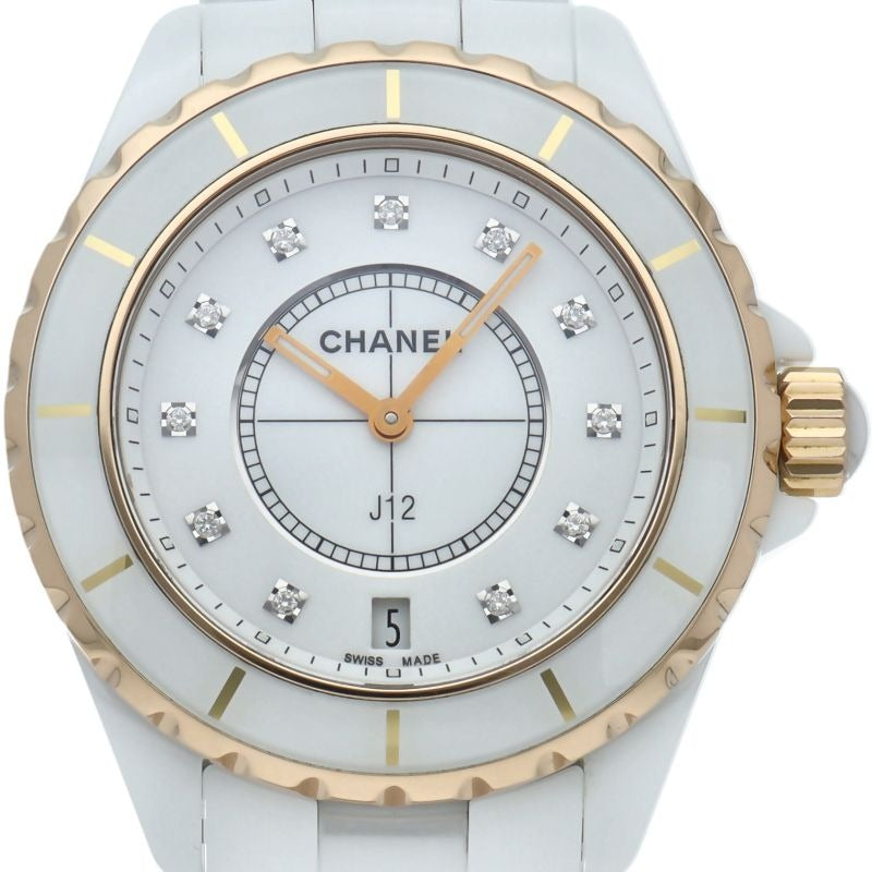 Chanel Watch Diamond Box Ceramic PG White Polished