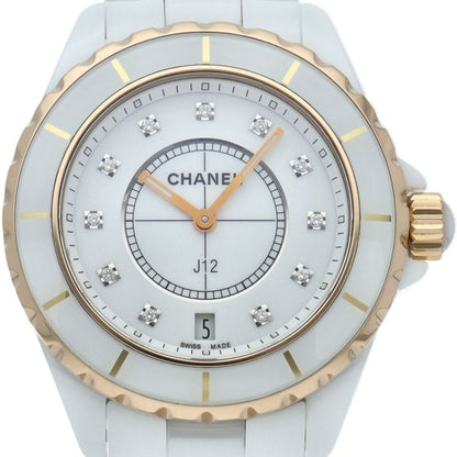Chanel Watch Diamond Box Ceramic PG White Polished